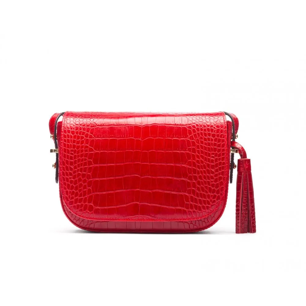 Clarice Tassel Bag - Red Croc