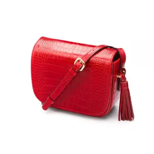 Clarice Tassel Bag - Red Croc