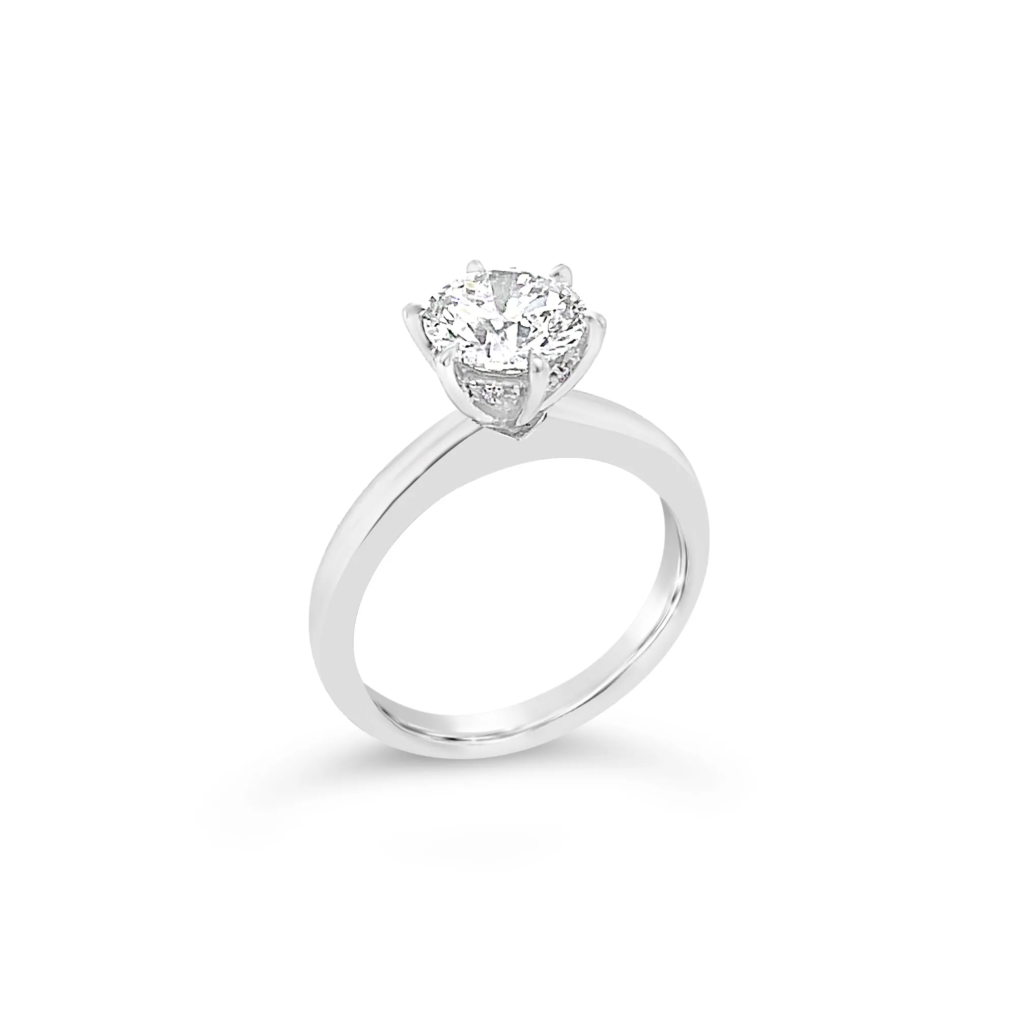 Classic Monroe Round Brilliant Cut Diamond Engagement Ring | 18K White Gold