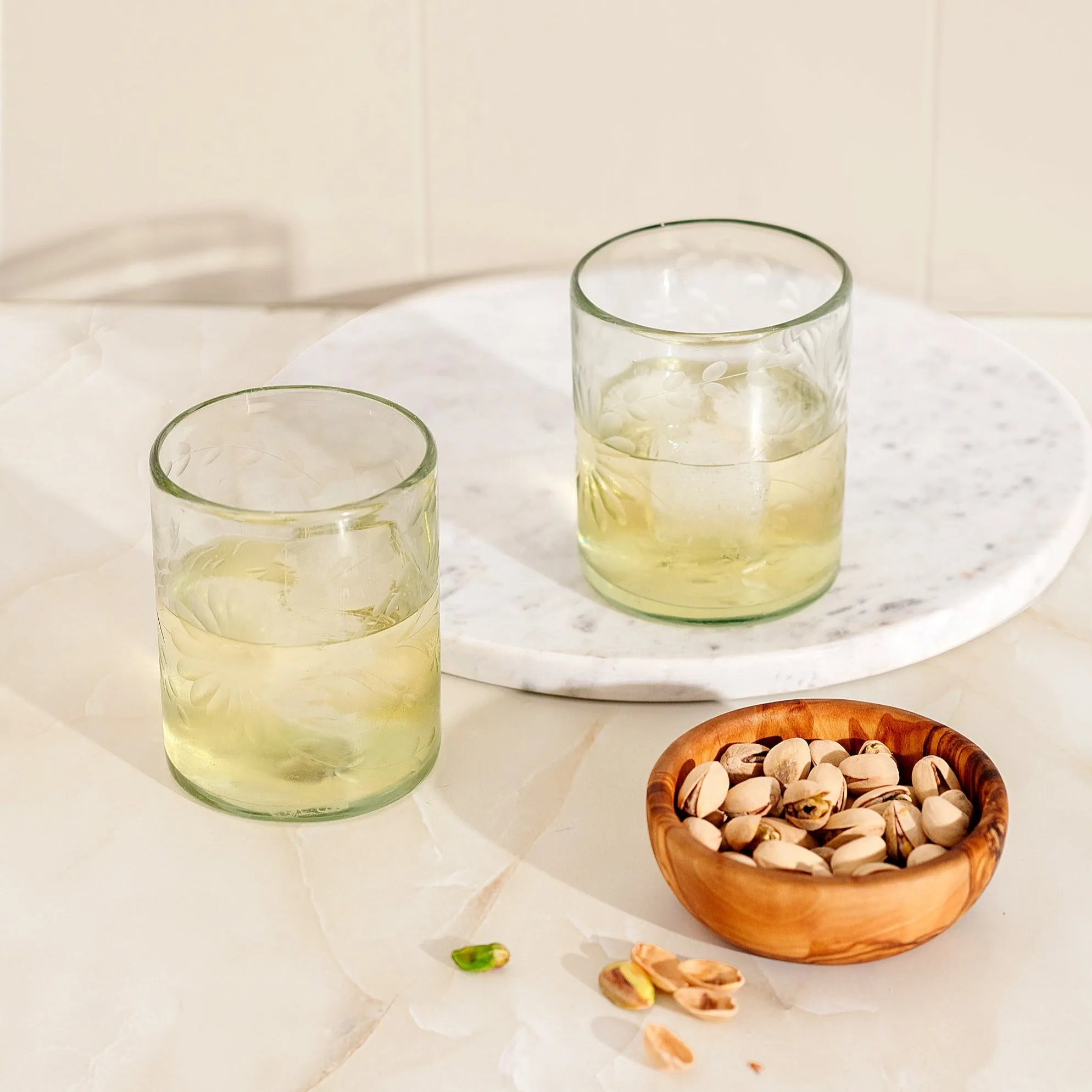 Clear Etched Glass Tumbler Set