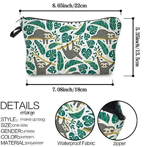 Cosmetic Bag for Women,Loomiloo Adorable Roomy Makeup Bags Travel Waterproof Toiletry Bag Accessories Organizer Sloth (Sloth 51476)