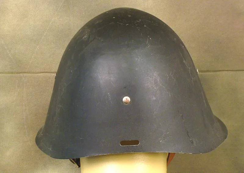 Danish Model 1923 Steel Army Helmet: w/ Brass Parade Badge