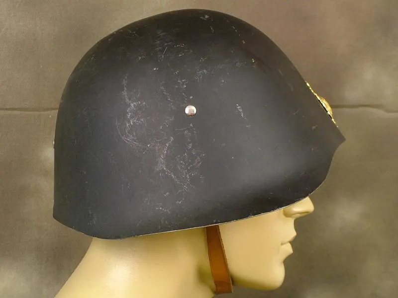 Danish Model 1923 Steel Army Helmet: w/ Brass Parade Badge