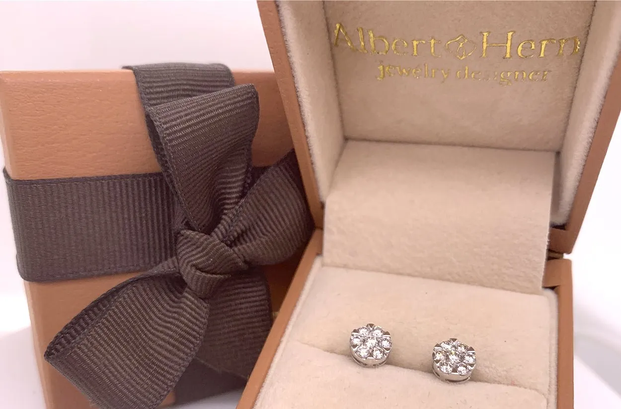 Earrings 0.47 cts Diamonds Round Cluster 18kt Gold