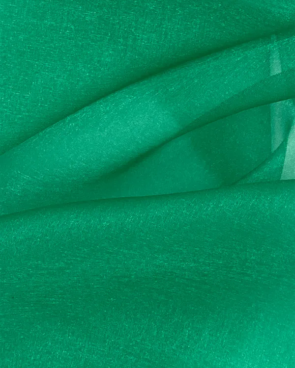 Emerald Green Sparkle Organza Fabric | Textured Nylon 45W