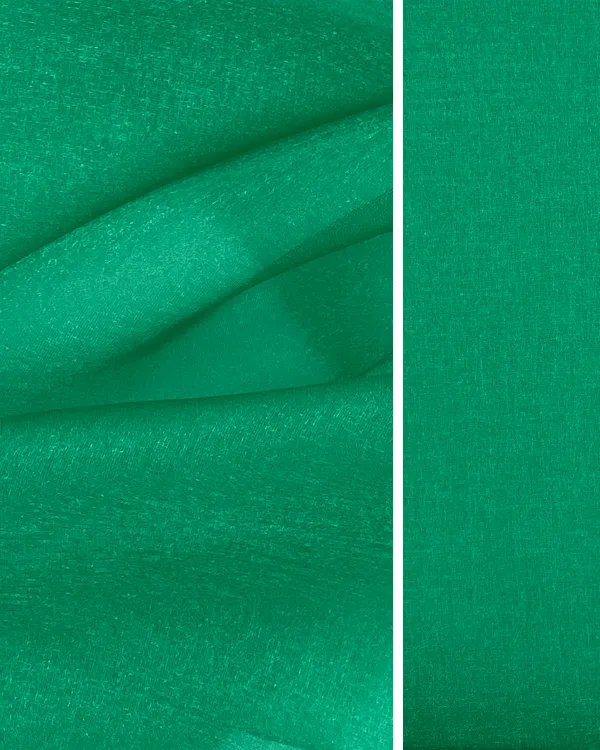 Emerald Green Sparkle Organza Fabric | Textured Nylon 45W