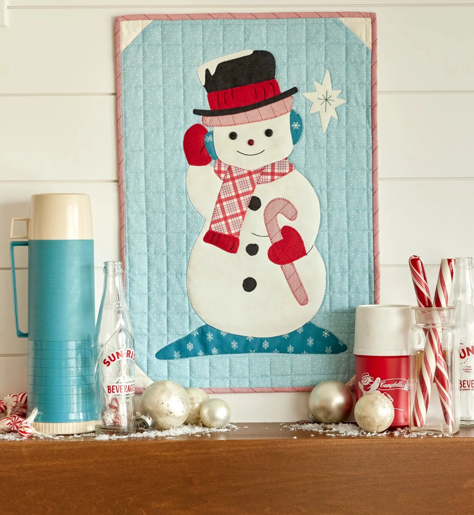 Fabric, Winter in Snowtown by Buttermilk Basin - Cream Light Blue Snowflakes (by the yard)