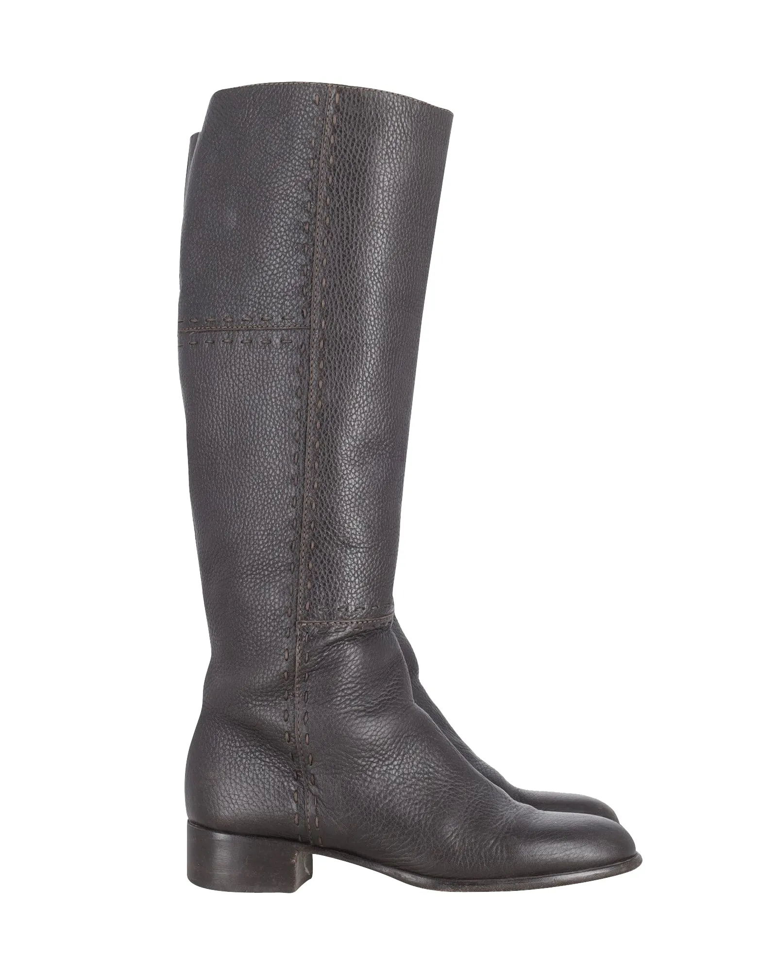 Fendi Knee Length Boots in Black Leather