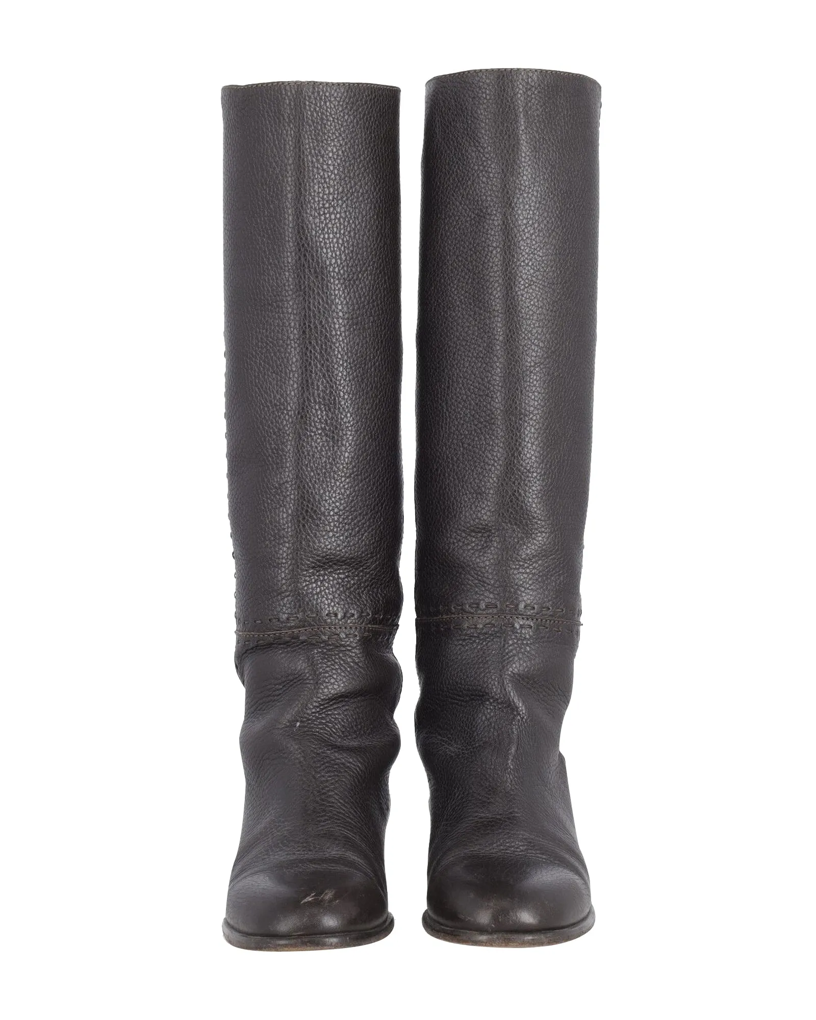 Fendi Knee Length Boots in Black Leather