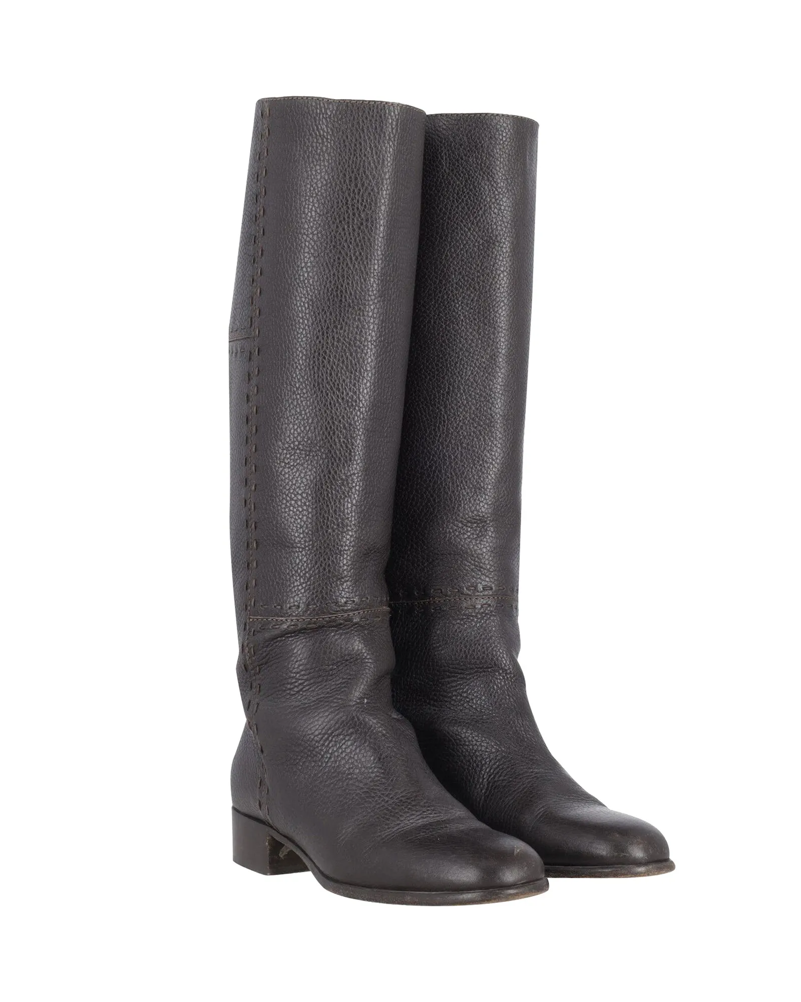 Fendi Knee Length Boots in Black Leather