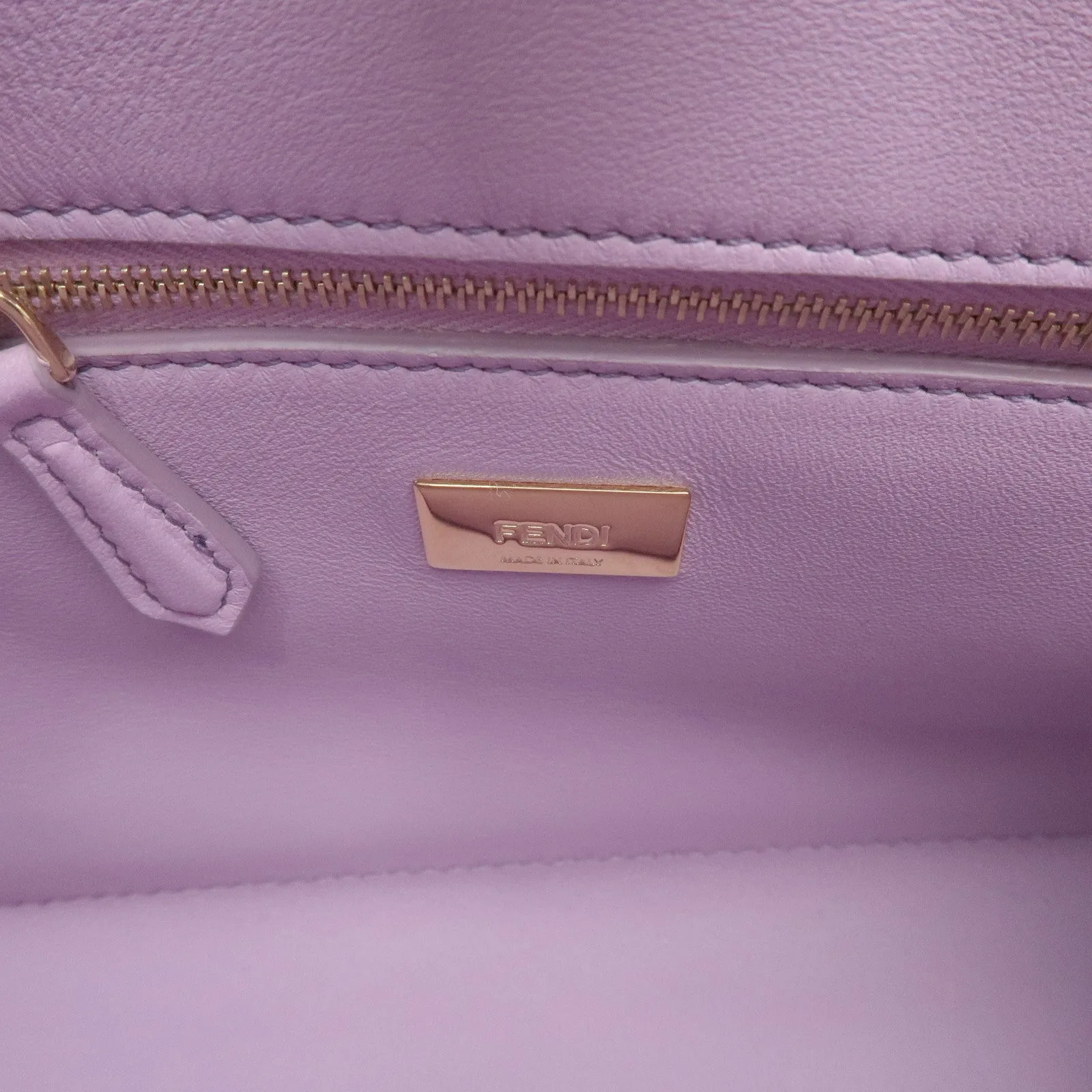 FENDI Mini Peekaboo Leather 2Way Mini Bag Purple 8BN244