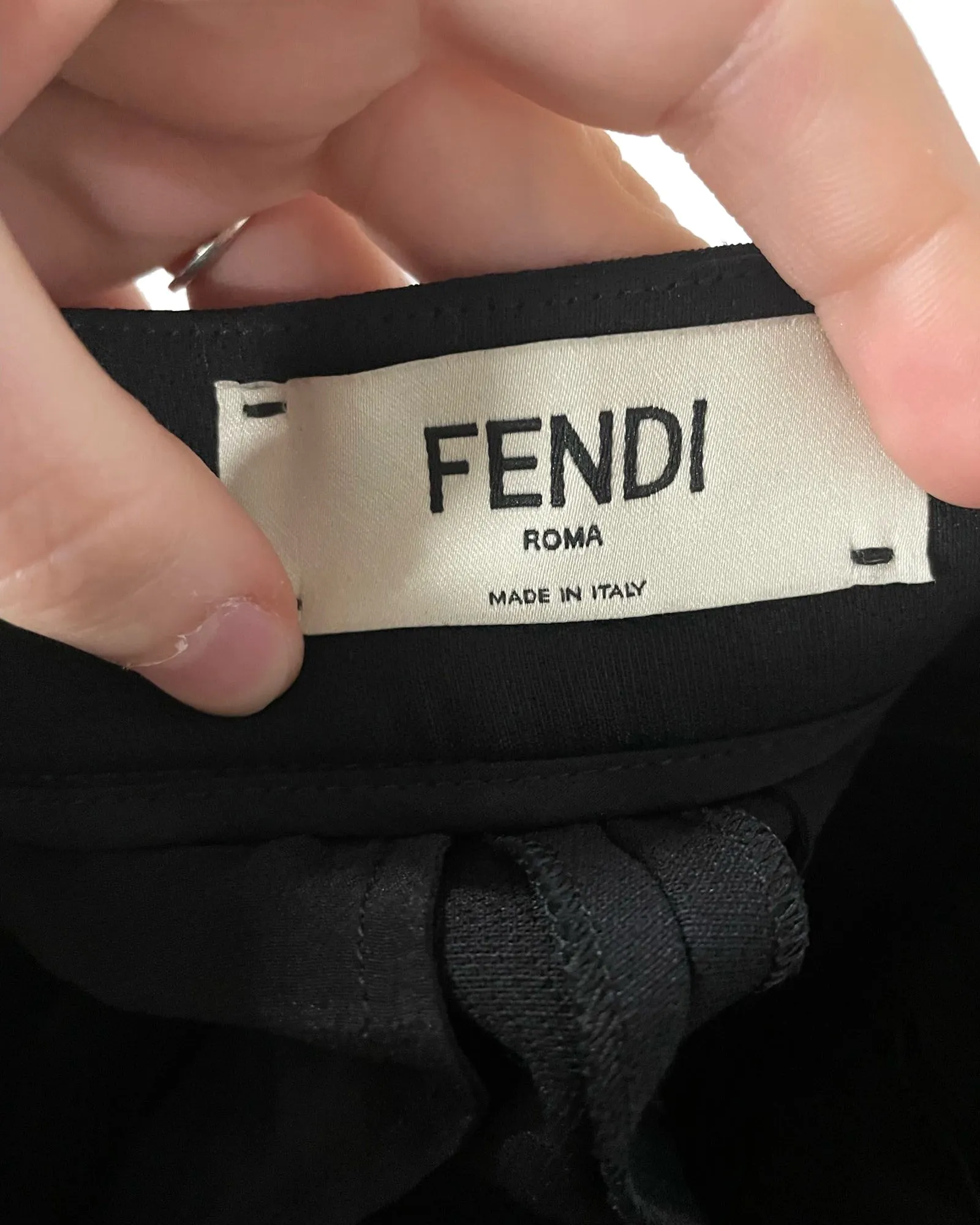 Fendi Straight Leg Trousers in Black Cotton