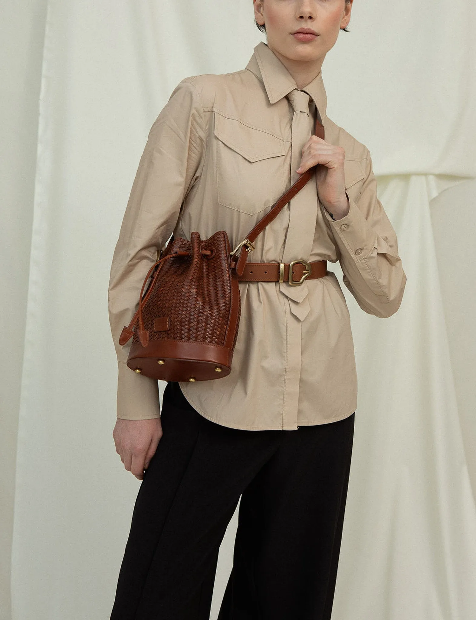 Gaya Mini Nutmeg Twill Bucket Bag