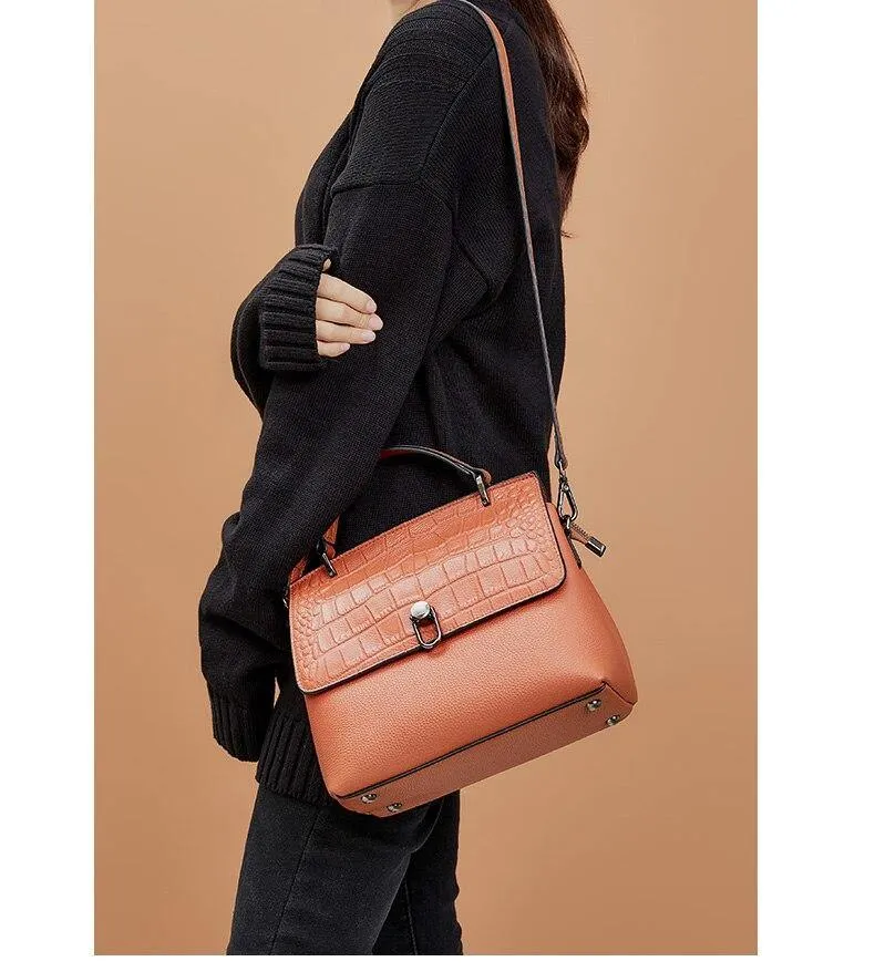 Genuine Leather Handbag Women Shoulder Bag Large Capacity Crossbody Bag