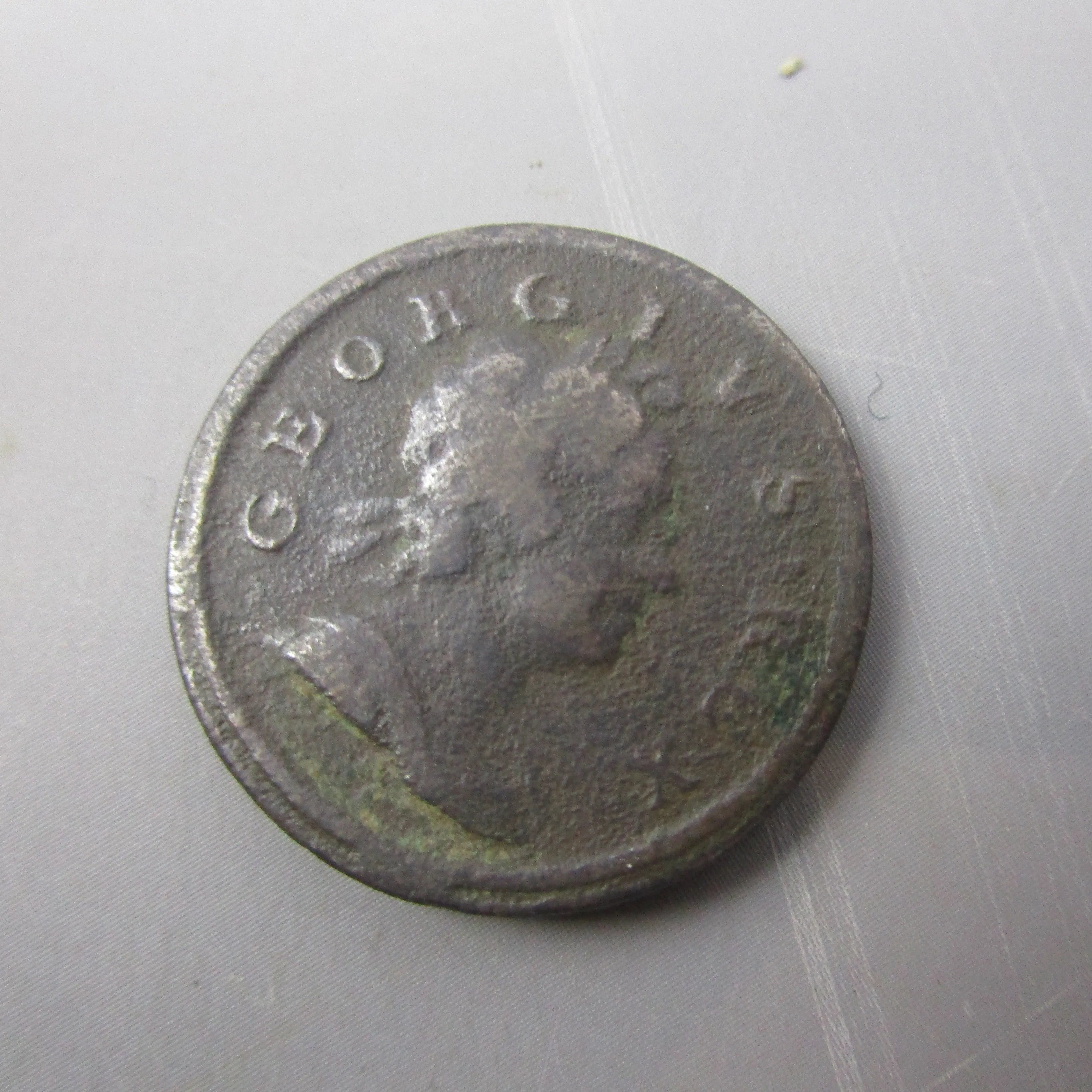 George I Half penny Antique Georgian Coin Dated 1718