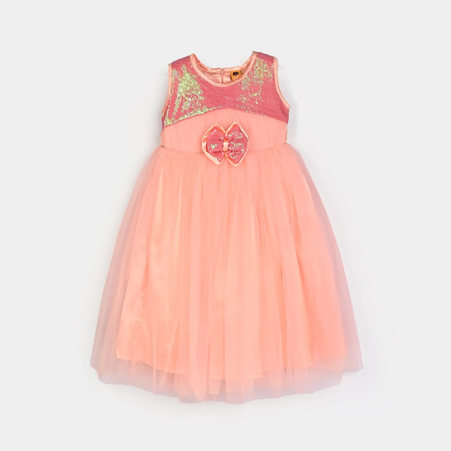 Girls Sequence Fancy Frock Gorgeous-Peach