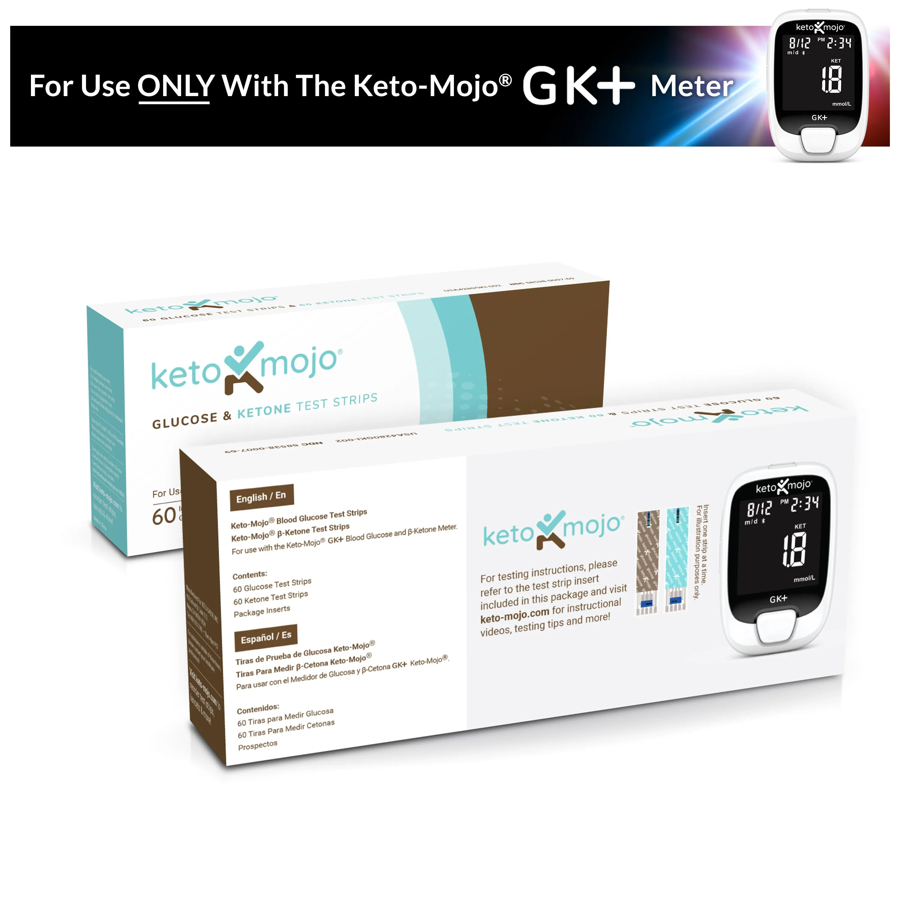 GK  Test Strip Bundle (60 Glucose & 60 Ketone)