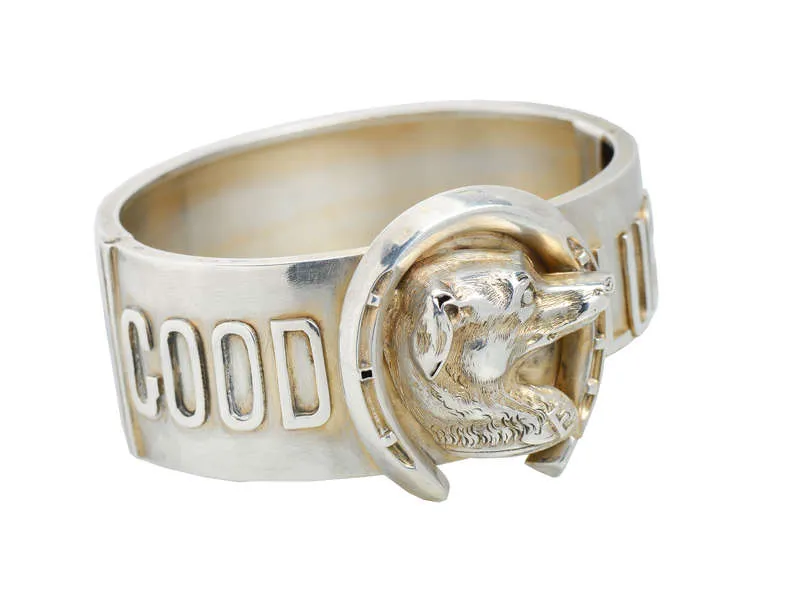 Good Luck Victorian Dog & Horseshoe Bangle