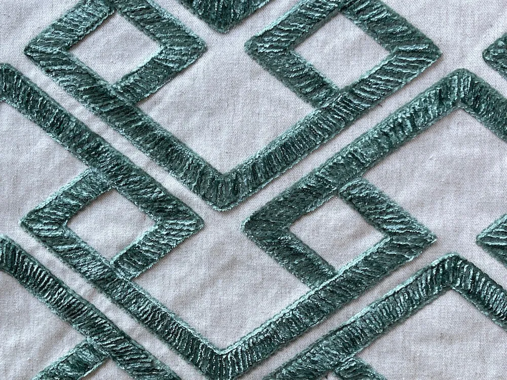 Gorgeous Sea Glass & Natural Geometric Maze Chenille