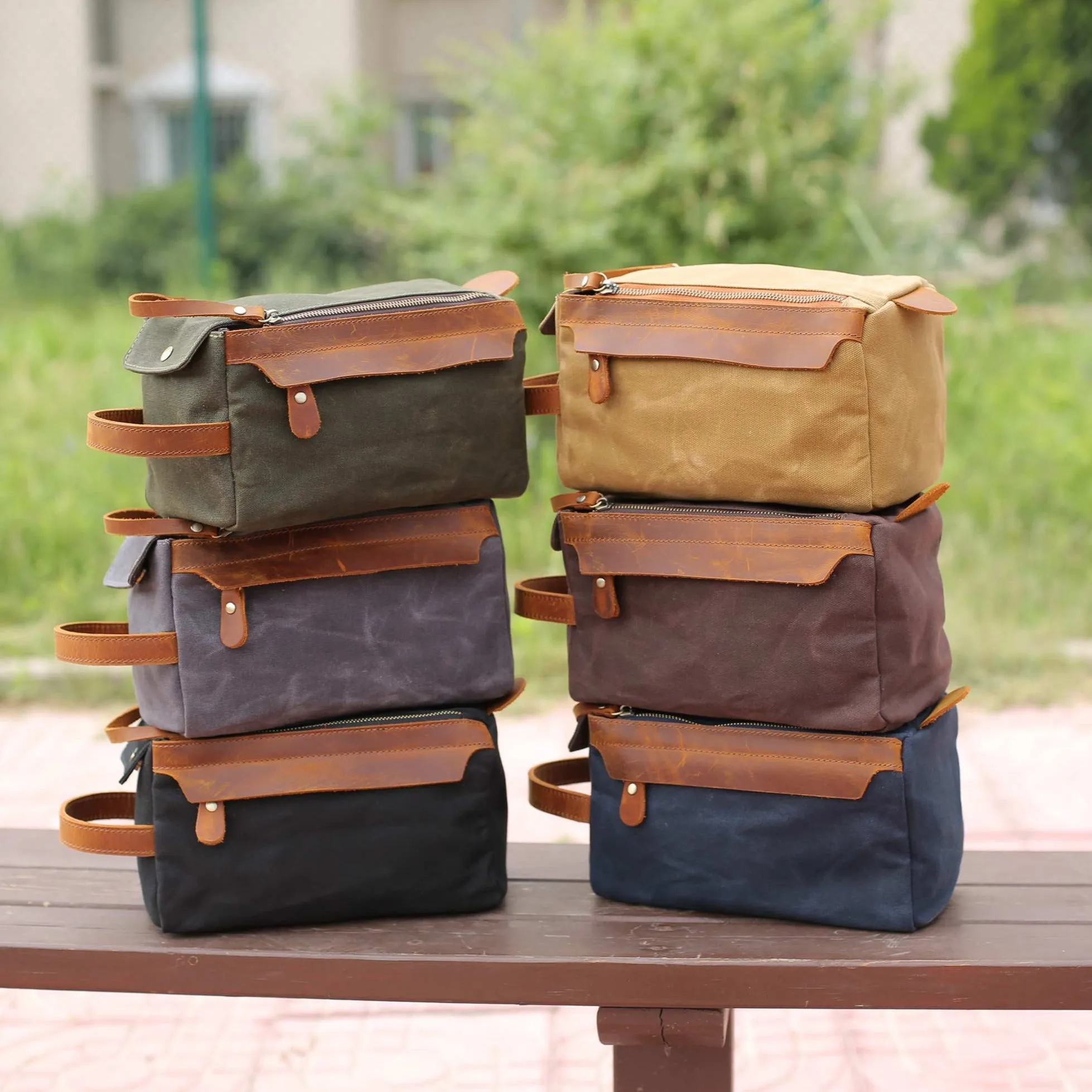 Groomsmen Gift, Personalized Waxed Canvas Toiletry Bag with Monogram, Dopp Kit, Mens Gift, Wedding Gift