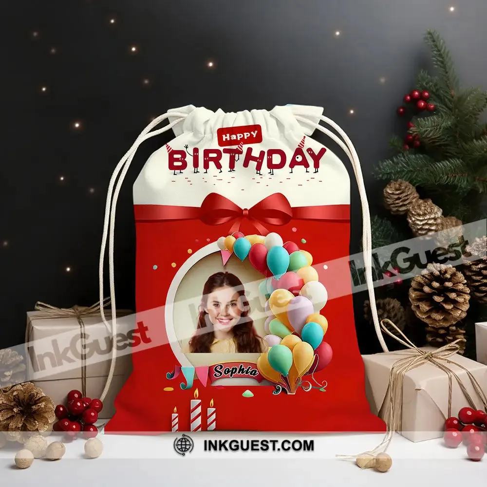 Happy Birthday Red Box String Bag Personalized Christmas String Bag