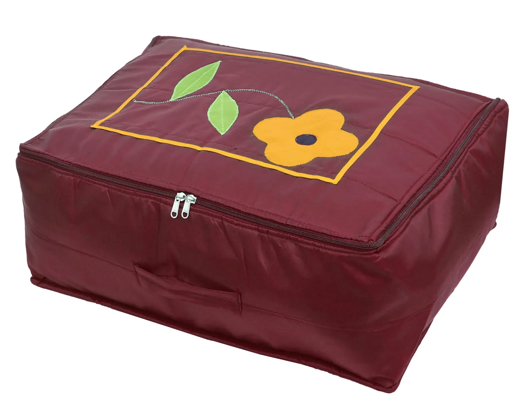 Heart Home Flower Print Polyster Wardrobe Organizer/Cover/Storage Bag For Store Saree, Lehenga, Suit, Dress, Clothes (Maroon)