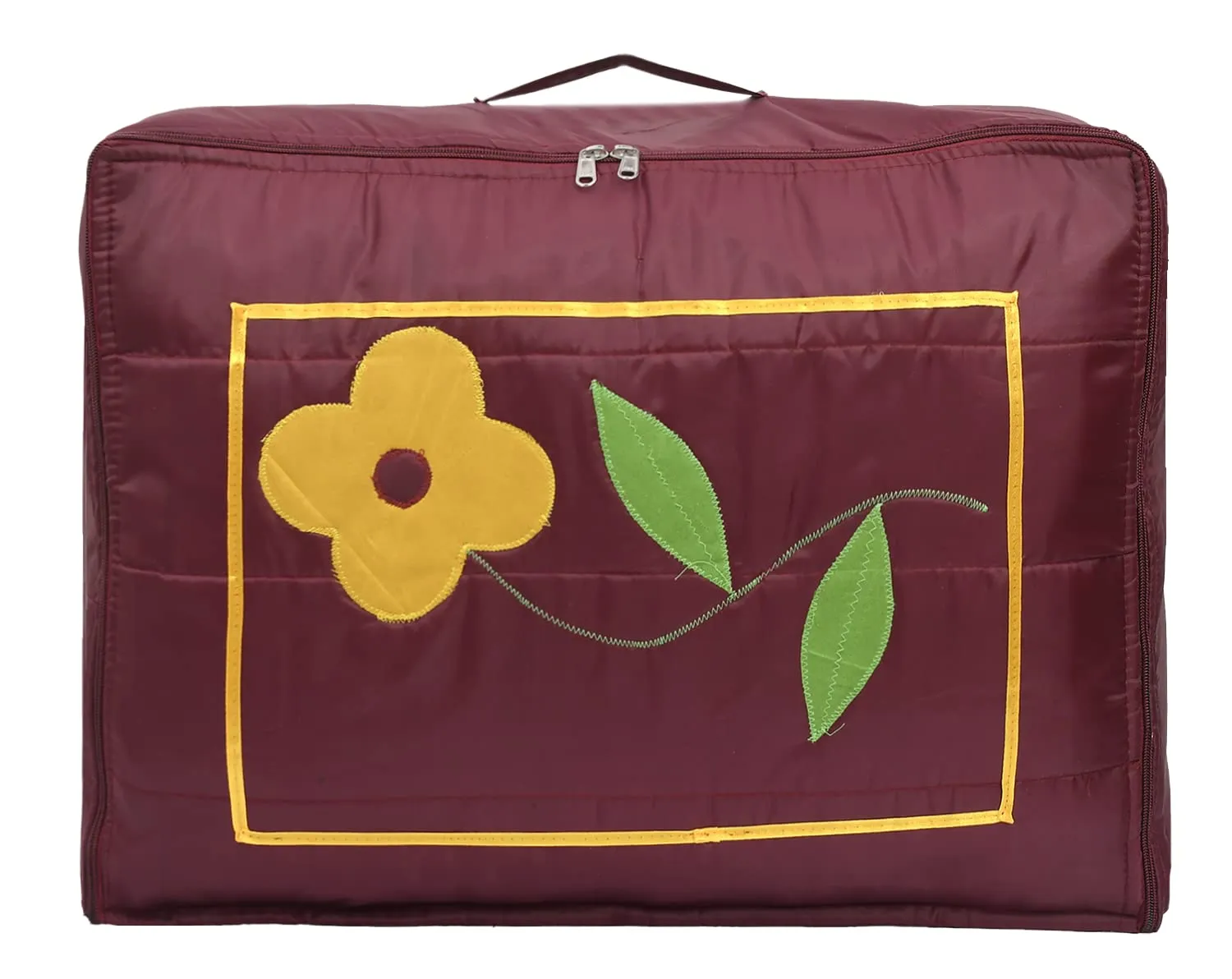 Heart Home Flower Print Polyster Wardrobe Organizer/Cover/Storage Bag For Store Saree, Lehenga, Suit, Dress, Clothes (Maroon)