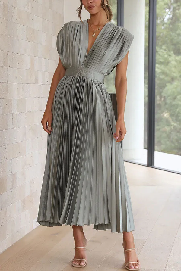 Hello Gorgeous Satin Pleated Midi Dress