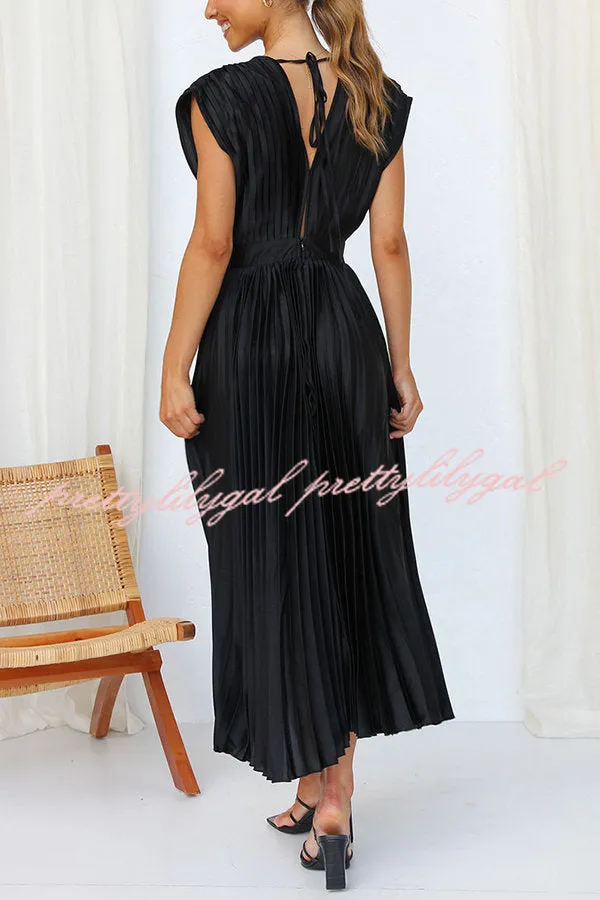 Hello Gorgeous Satin Pleated Midi Dress