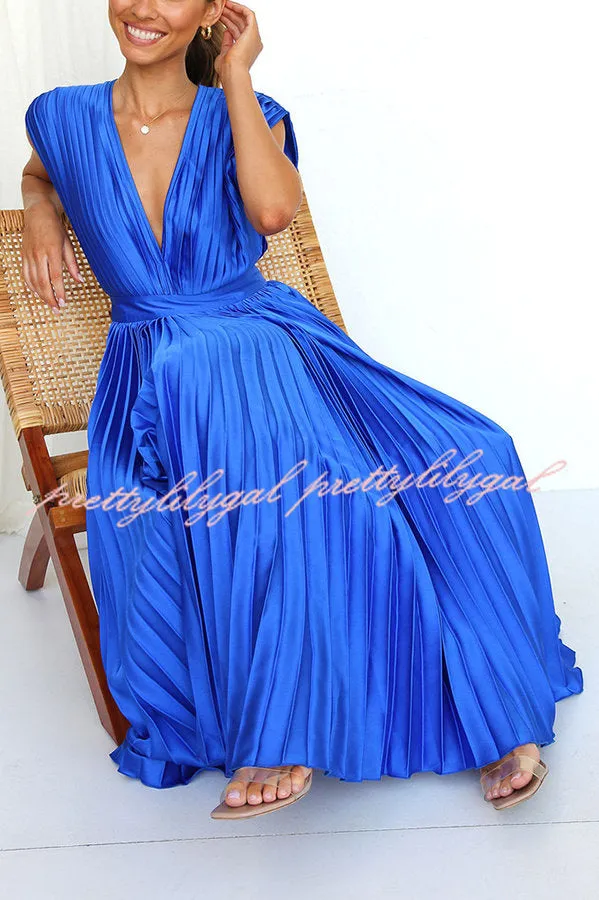 Hello Gorgeous Satin Pleated Midi Dress