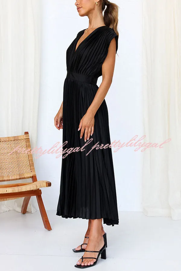 Hello Gorgeous Satin Pleated Midi Dress