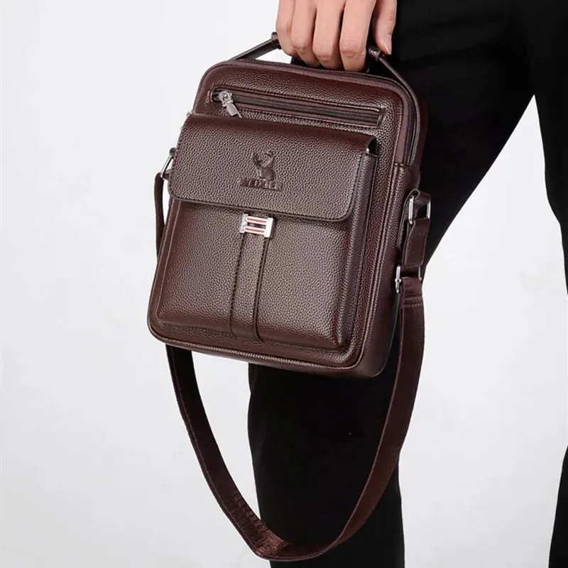 High-Quality Men's Genuine Leather Crossbody Shoulder Bags: Fashionable Business Messenger Bag for Men