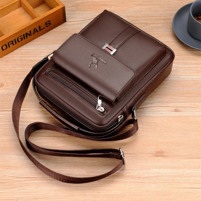 High-Quality Men's Genuine Leather Crossbody Shoulder Bags: Fashionable Business Messenger Bag for Men