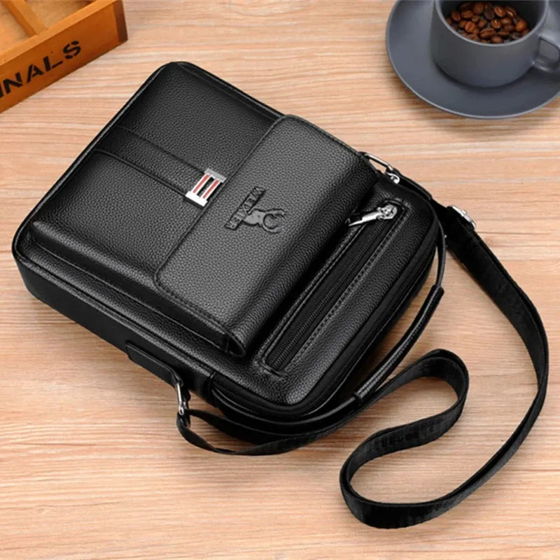 High-Quality Men's Genuine Leather Crossbody Shoulder Bags: Fashionable Business Messenger Bag for Men