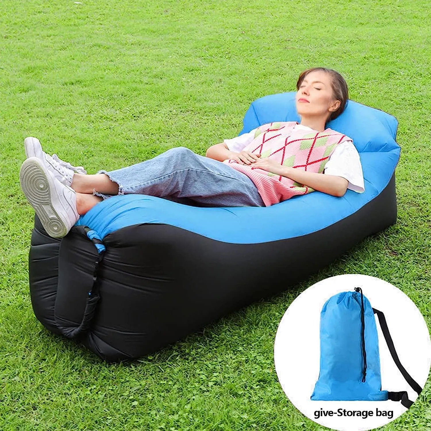 Inflatable Air Lounger with Back Rest