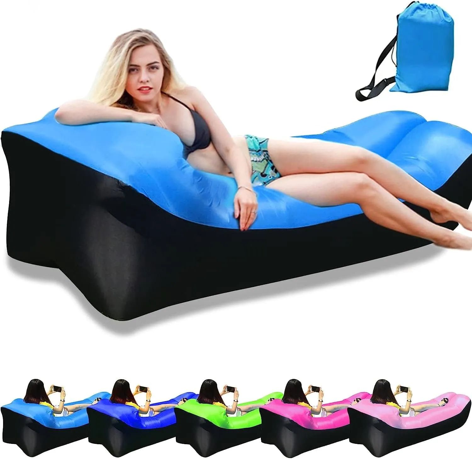 Inflatable Air Lounger with Back Rest