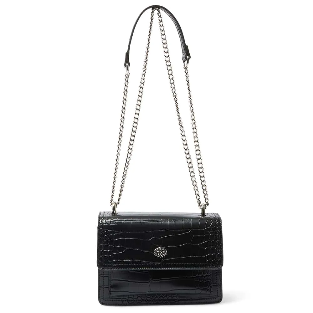 Jacki Handbag in Black Croc