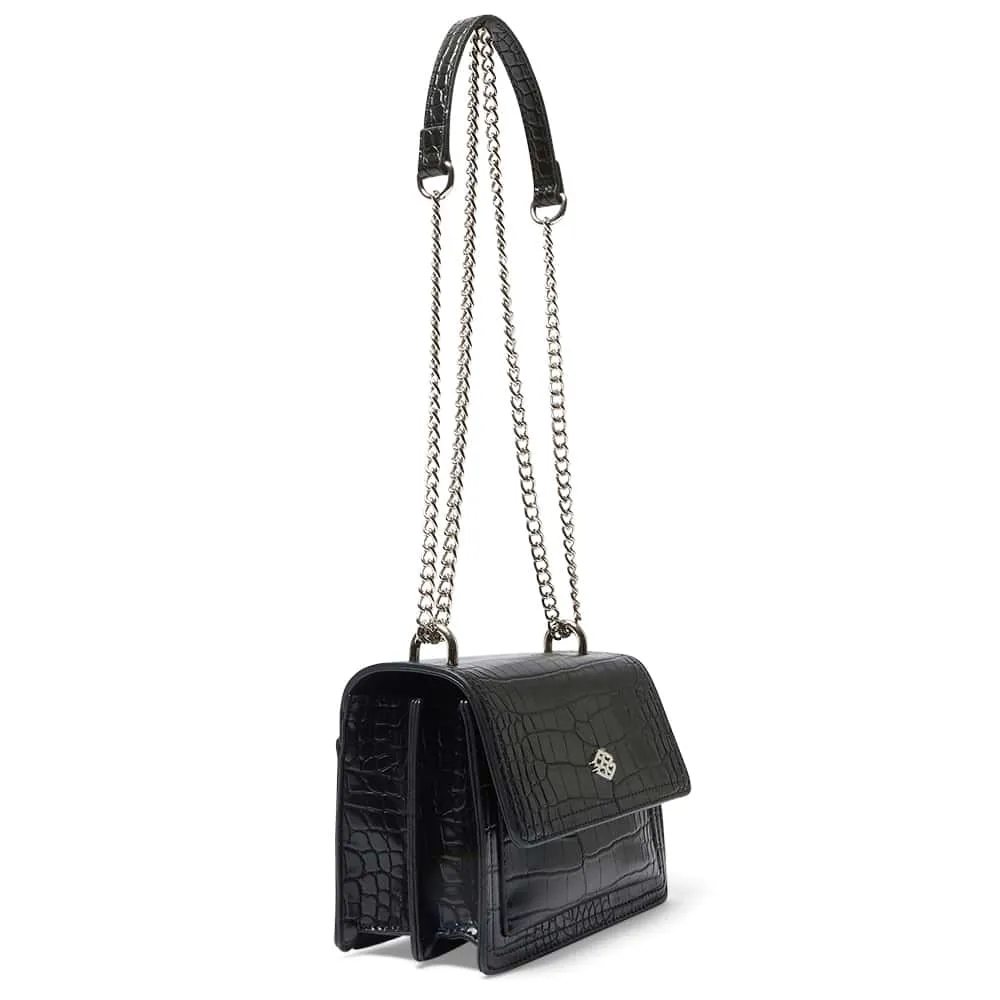 Jacki Handbag in Black Croc