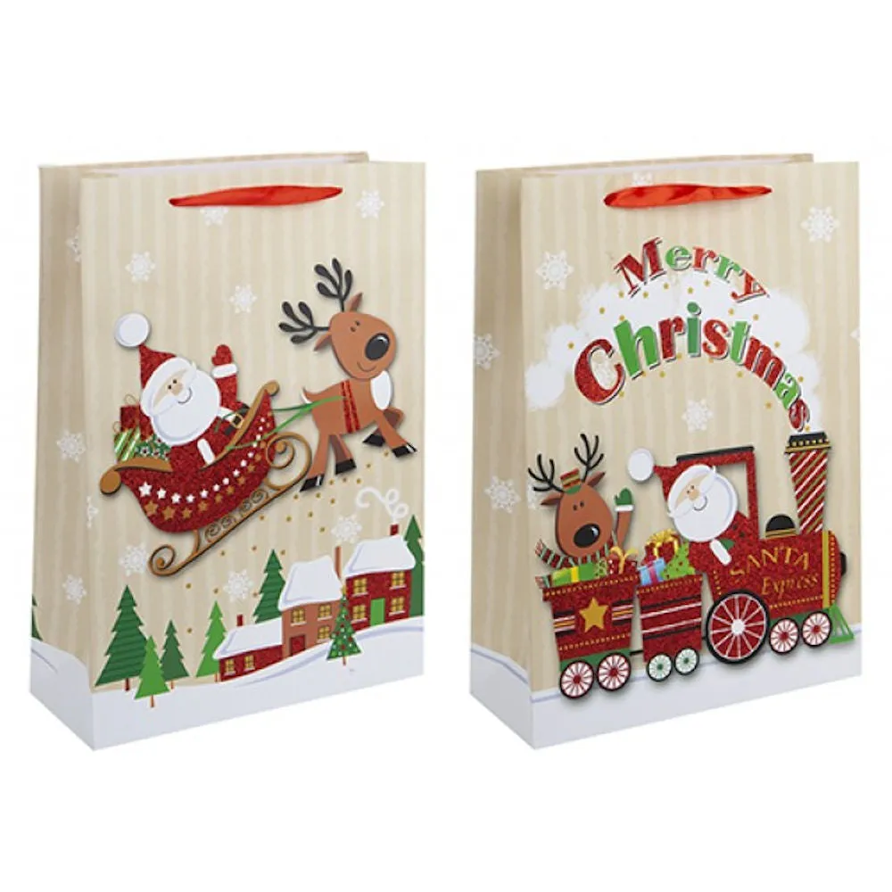 Jumbo Christmas Gift Bag - Assorted 72x50x18cm Festive Holiday Wrapping Large Present Sack Santa's Gift Delivery