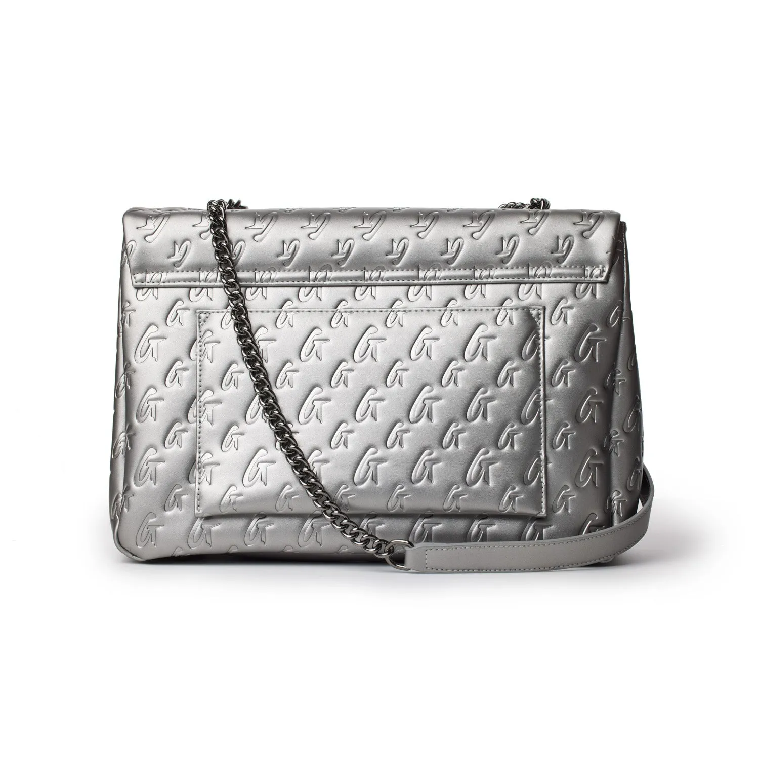 LARGE MONOGRAM FLAP BAG - PLATINUM