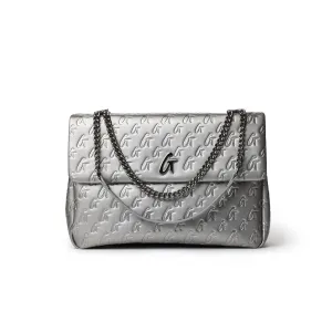 LARGE MONOGRAM FLAP BAG - PLATINUM