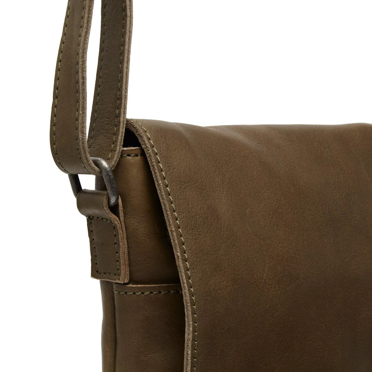 Leather Shoulder Bag Olive Green Duncan