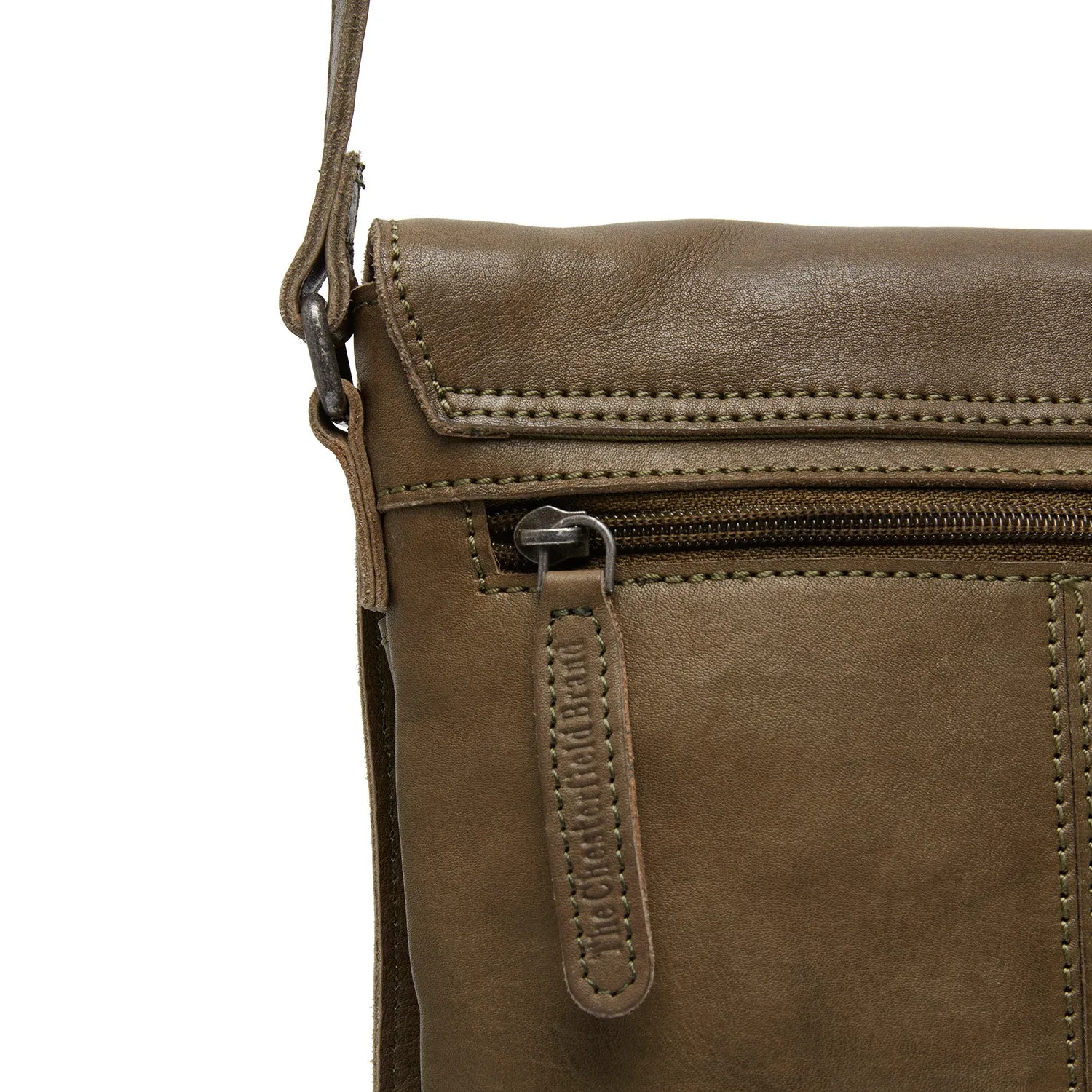 Leather Shoulder Bag Olive Green Duncan