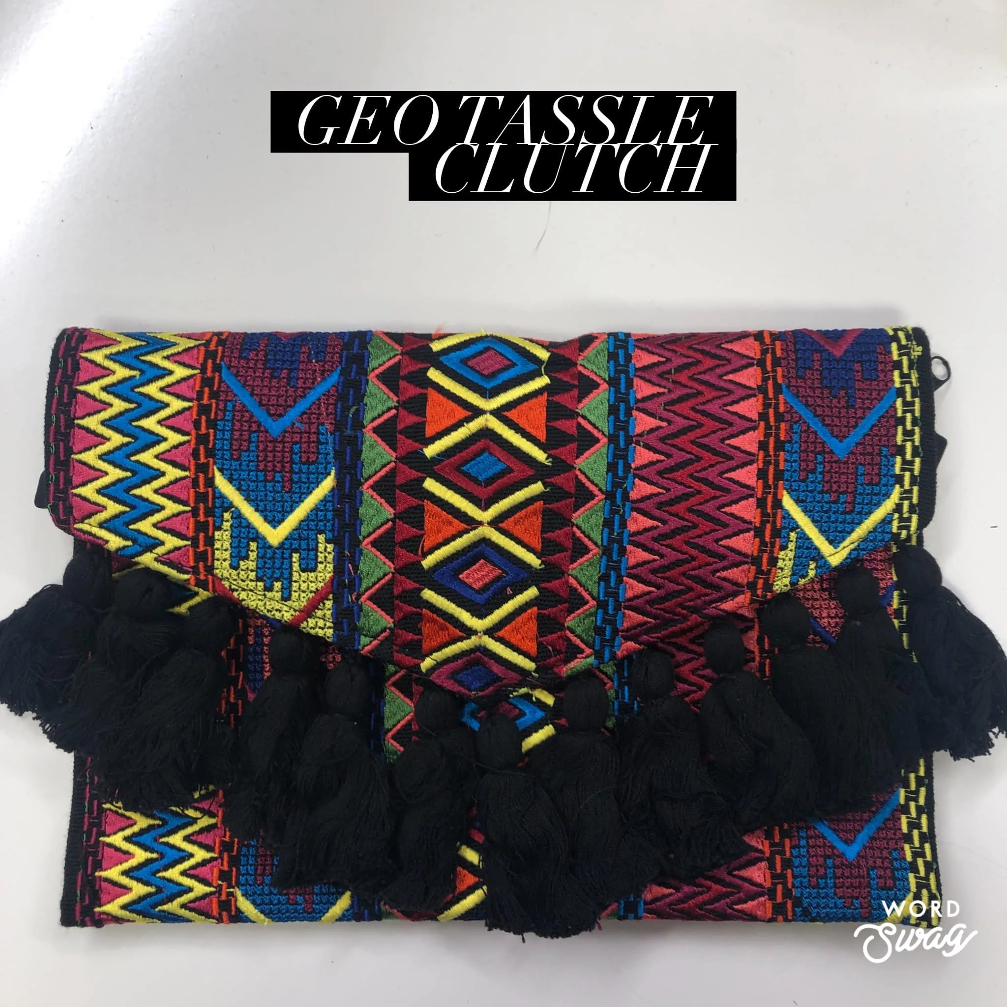 Lucia's Imports Geo Tassle Clutch- click to see options