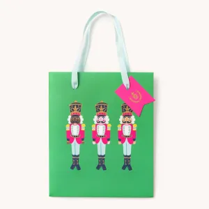 Medium Gift Bag, Green Nutcrackers Christmas Gift Bag