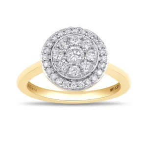 Meera Brilliant Halo Ring with 0.50ct of Laboratory Grown Diamonds in 9ct Yellow Gold