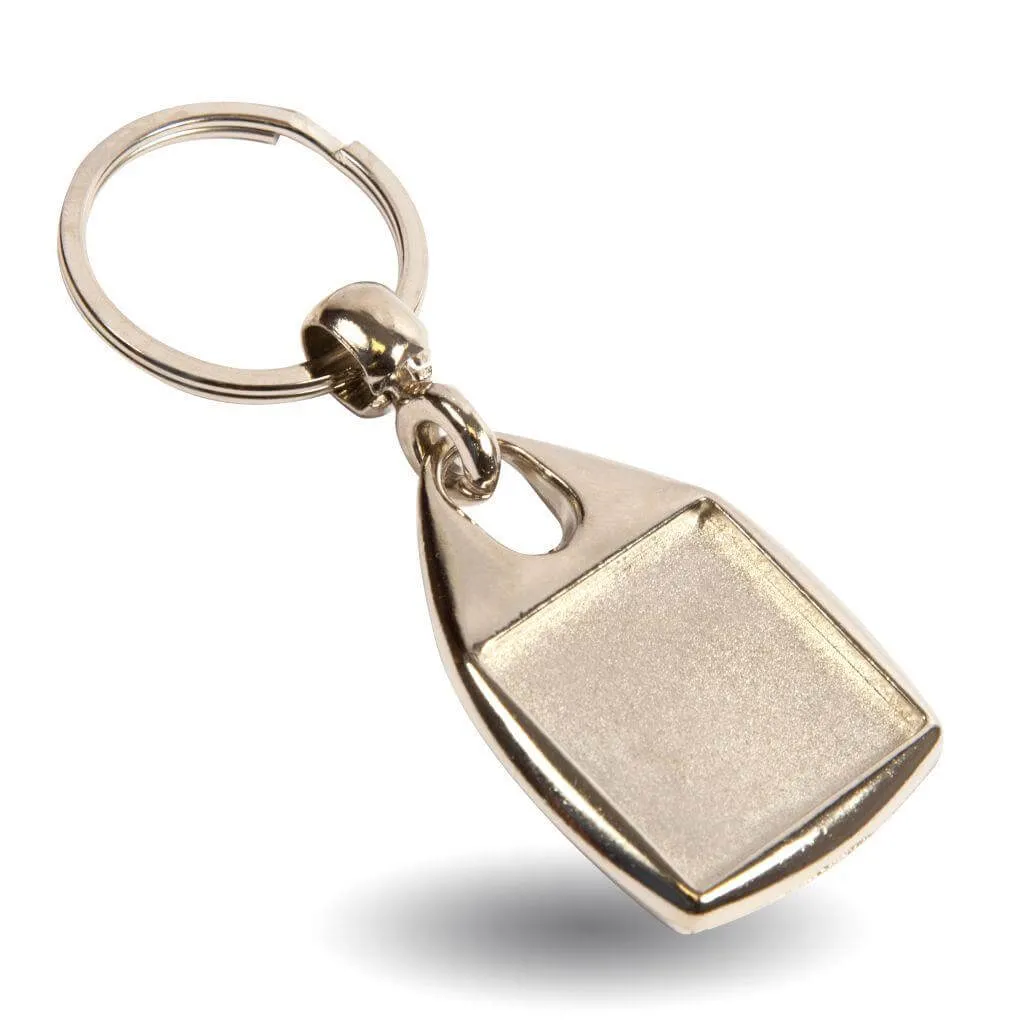 MF-25 Single or Double-Sided Square Blank Metal Photo Insert Keyring - 25mm - Pack of 10