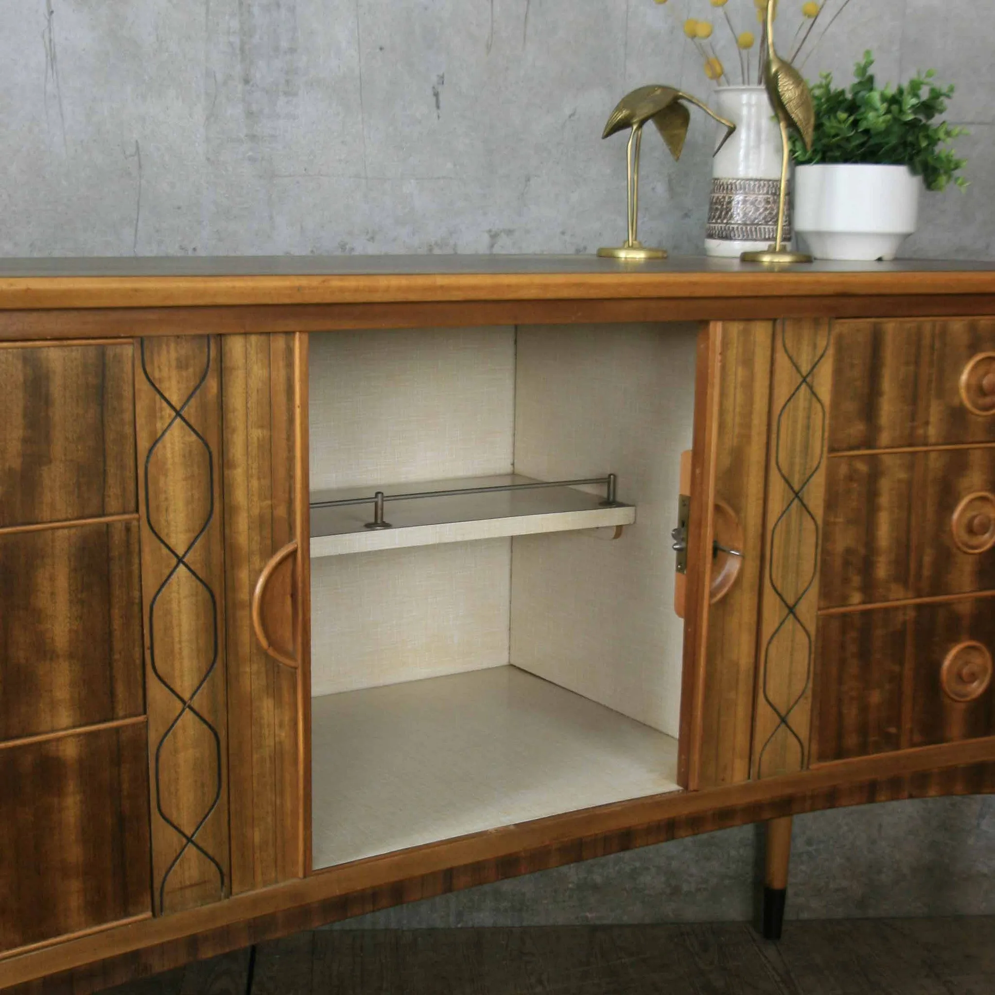 Mid Century Italian Style Walnut Sideboard