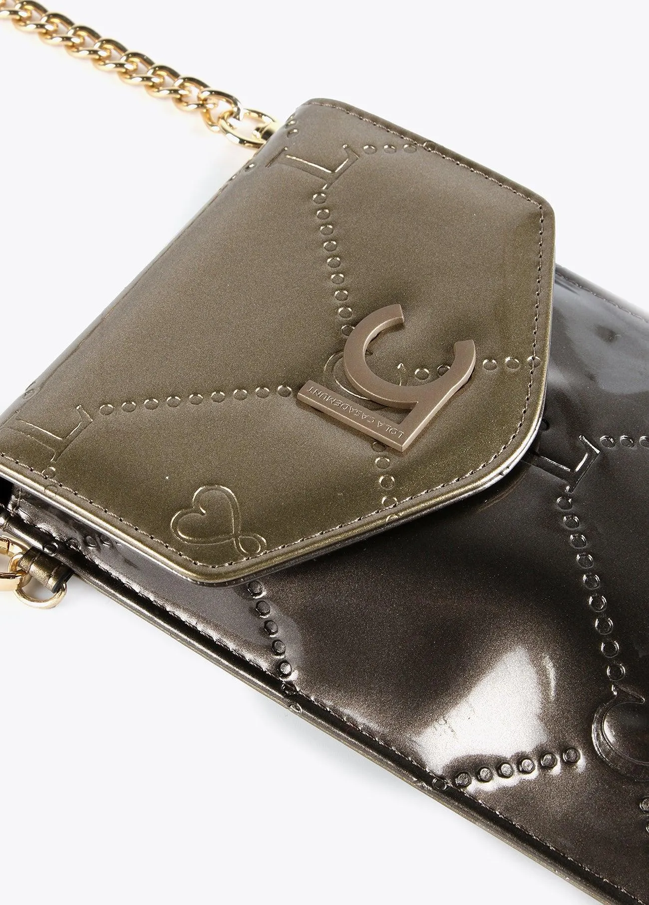 Mini patent leather mobile phone bag