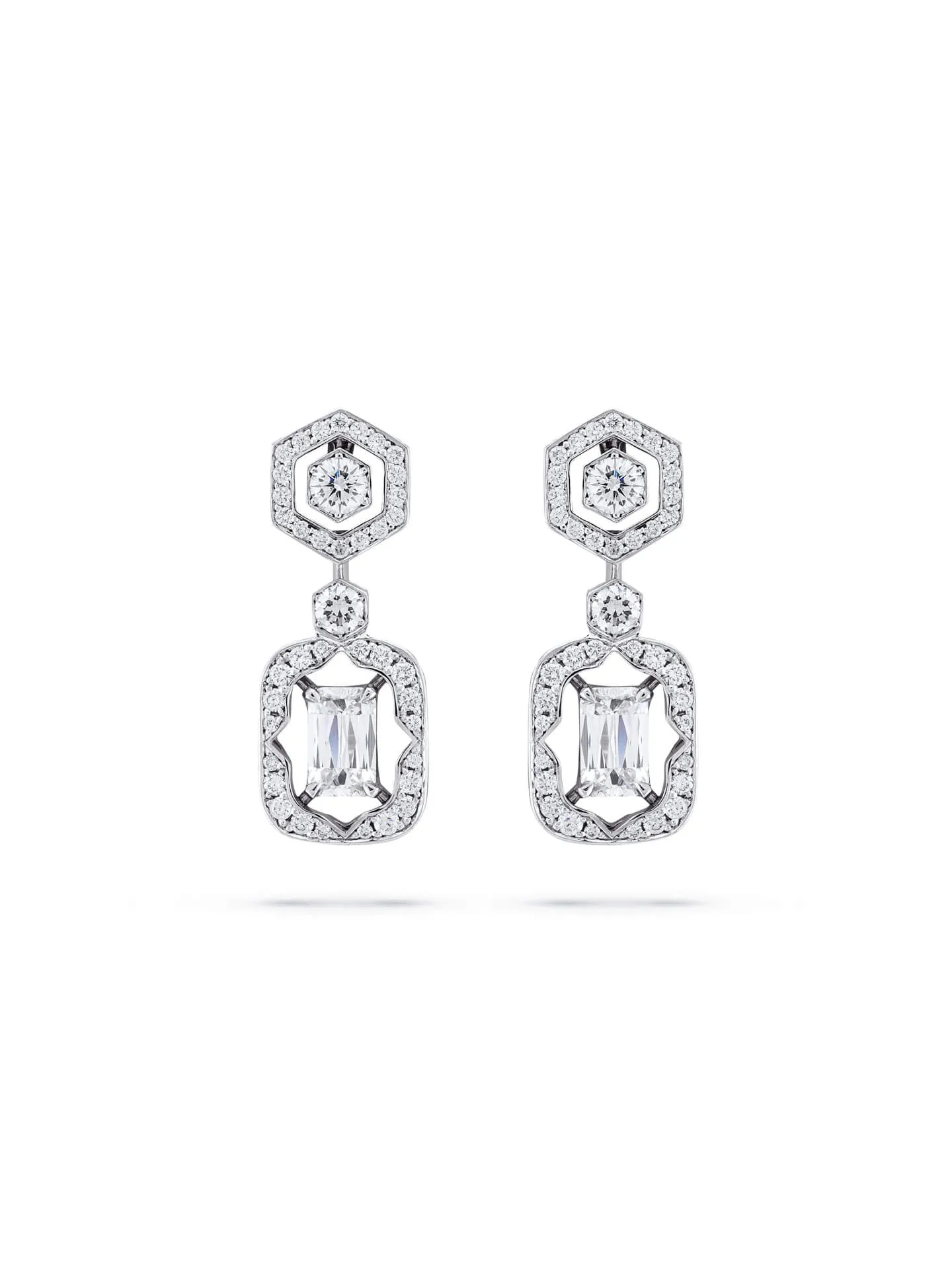 Mosaic Ashoka Platinum Diamond Drop Earrings